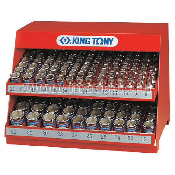 Стенд с торцевыми головками 1/2", 8-32 мм, серия 4330М, 172 предмета KING TONY 4072MR